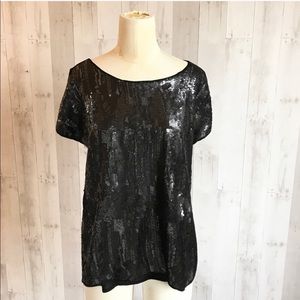 NWT Trouve sequin top blouse black small/Medium
